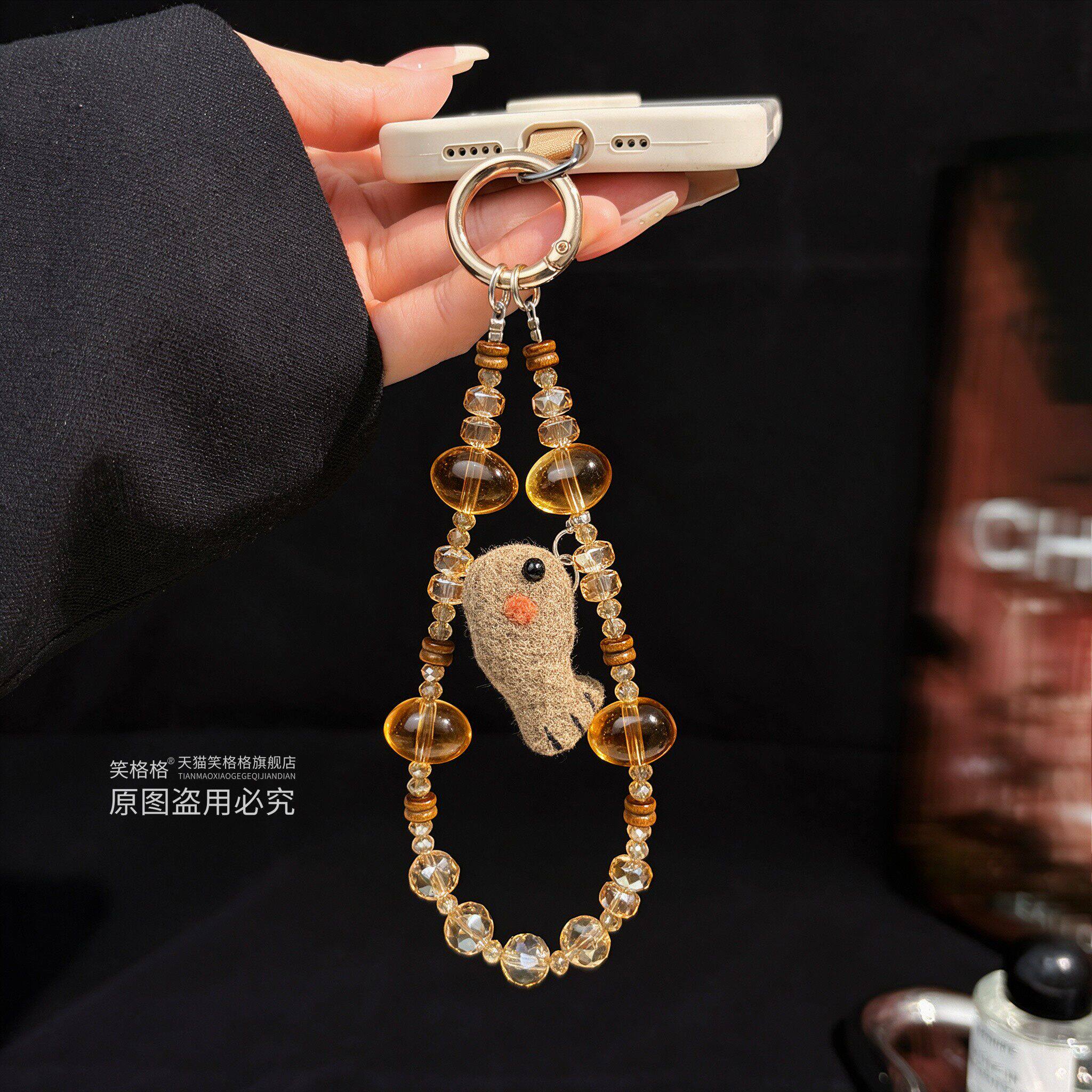 独特新款挂绳挂手腕轻奢手工串珠链包包挂件年年有鱼小鱼玩偶流苏