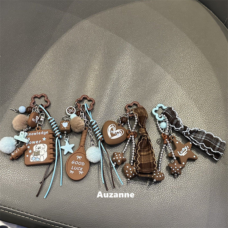 秋冬蓝棕色小狗挂绳包包车钥匙挂坠airpods耳机壳挂饰品