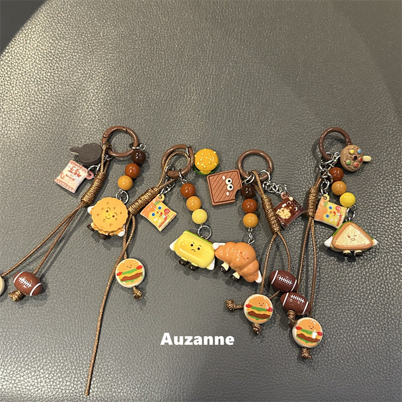 小众可爱牛角面包适用挂链包包车钥匙挂坠airpods耳机壳挂饰