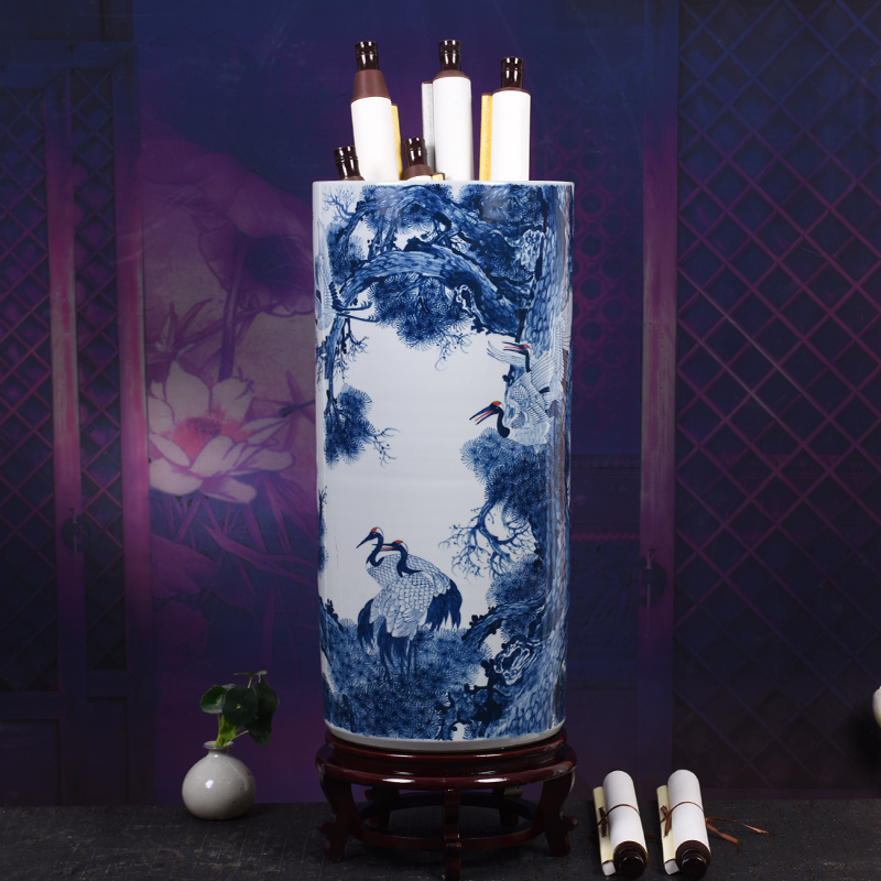 景德镇陶瓷书画落地工艺品卷轴缸