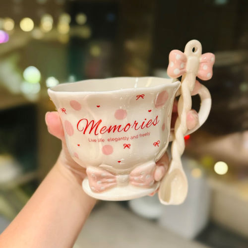 ins风蝴蝶结陶瓷马克杯