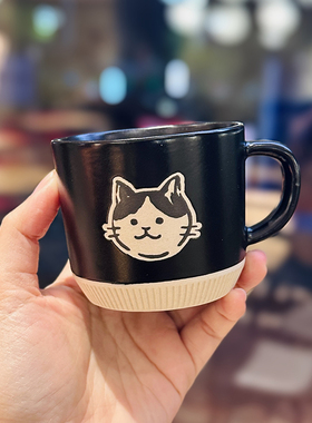 日式和风猫咪咖啡杯家用复古陶瓷喝水杯子可爱女生早餐燕麦马克杯
