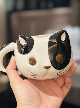 卡通软萌治愈系陶瓷水杯可爱少女心猫咪杯子家用早餐杯燕麦马克杯