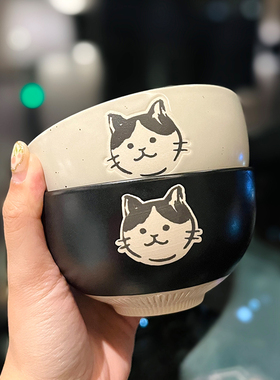 日式特别好看的猫咪陶瓷米饭碗家用可爱少女心饭碗ins儿童辅食碗