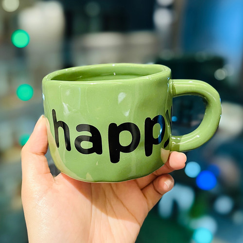 陶瓷家用happy文字马克杯