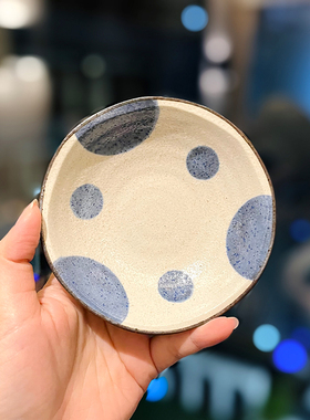 日式和风陶瓷4.5寸寿司碟复古做旧粗陶磨砂调味醋碟火锅蘸料碟子