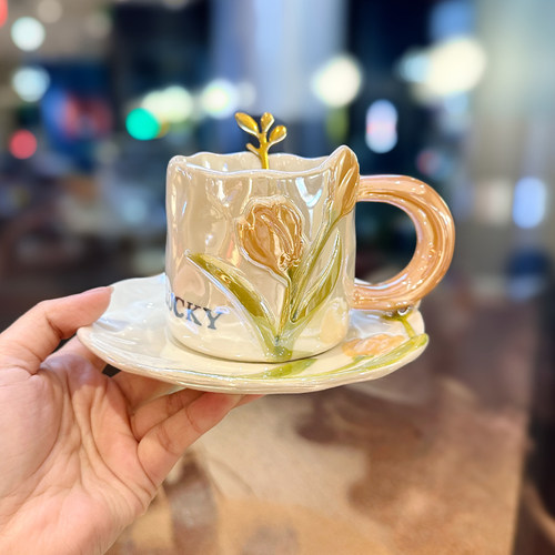 郁金香杯碟陶瓷咖啡杯子