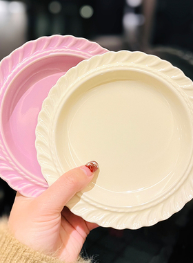 法式香颂紫色餐具陶瓷盘子ins奶油风点心盘椭圆鱼盘菜盘汤盘套装