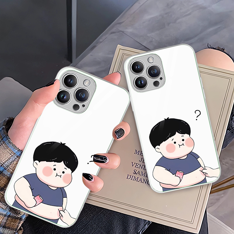 适用于苹果IPhone14PROMAX OPPO A72 VIVO Y77E华为荣耀60小胖墩精孔液态全包防摔亲肤金属漆玻璃壳手机壳