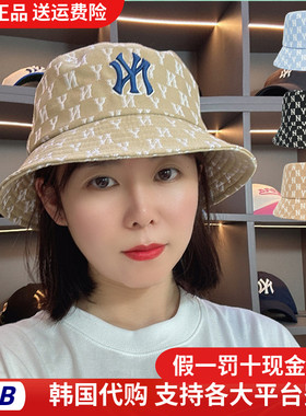 韩国代购MLB男女情侣款帽子复古老花渔夫帽防风明星同款春夏HTFF