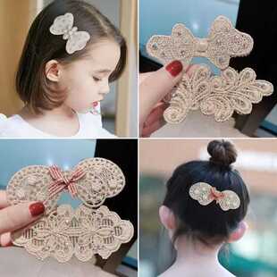 儿童刘海贴碎发贴蝴蝶结花朵带钻蕾丝珍珠魔法贴刘海发粘头饰