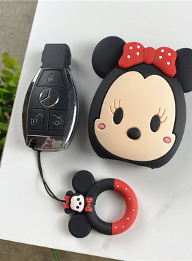 适用奔驰汽车钥匙套卡通女E级A级C级C300E200A200GLC260CLA可爱