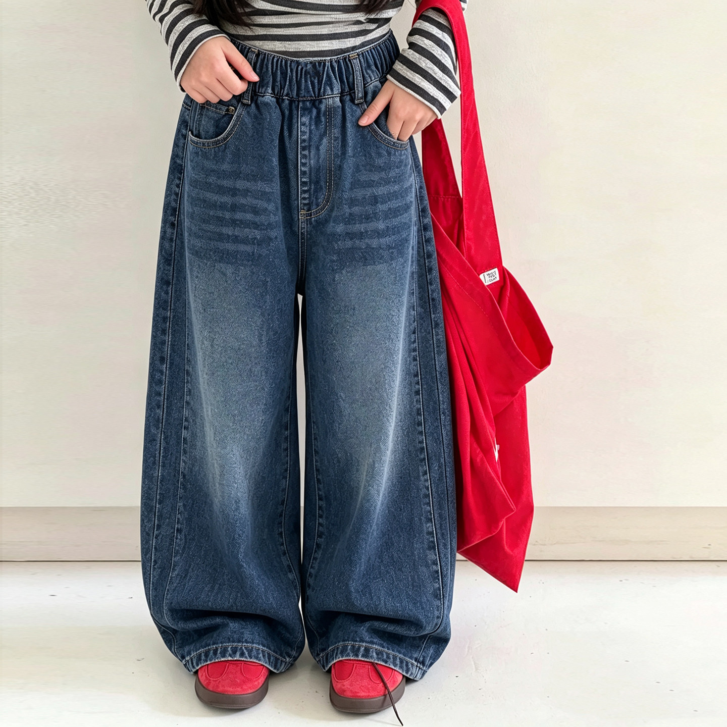2026新款女童韩版阔腿牛仔裤