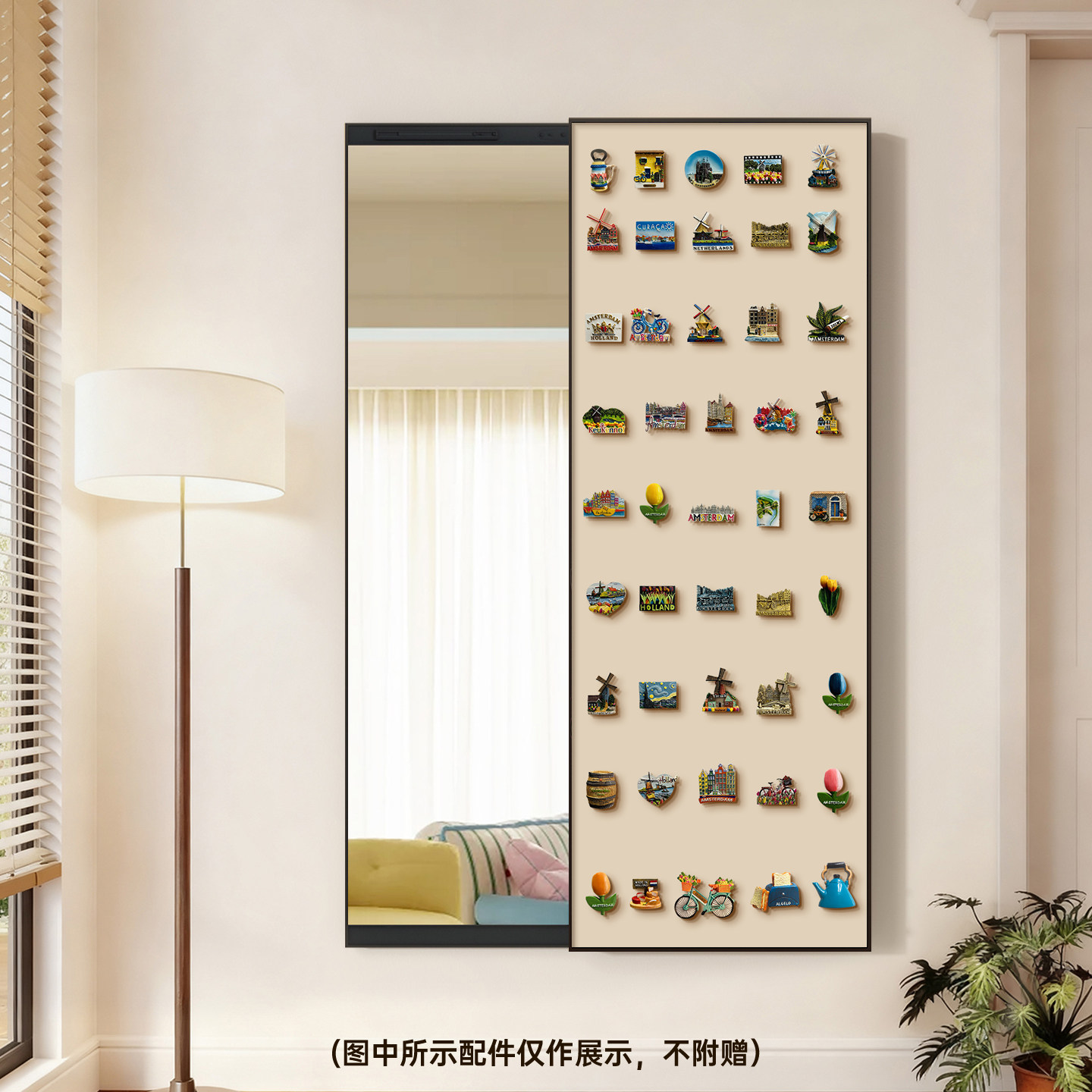 中古风玄关推拉可磁吸DIY穿衣镜装饰画卧室可关闭隐藏式全身镜挂,家居饰品,现代装饰画,淘宝优惠券,粉丝福利购,淘宝优惠卷