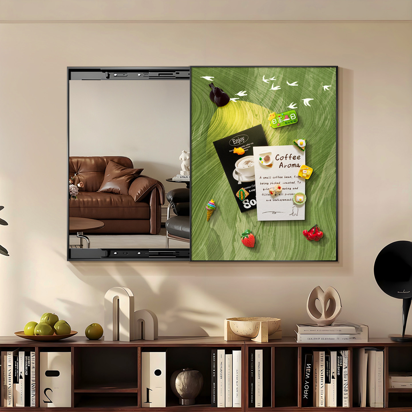 中古风磁吸化妆镜梳妆镜卧室台式桌面挂墙上高级感梳妆台大镜子