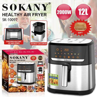 外贸SOKANY10097炸锅家用不锈钢12L空气炸锅可触屏炸锅AIR FRYER