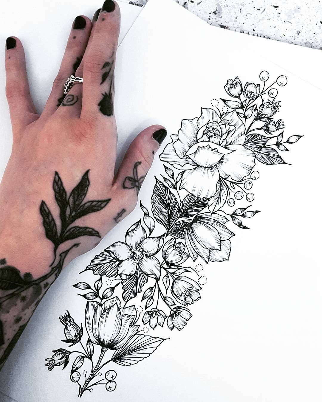 纹身手稿设计图案原创线稿手绘刺青遮盖修改英文名字头像定制精品