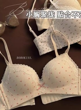 甜美少女蕾丝边性感内衣女小胸聚拢显大无钢圈防下垂文胸女士棉胸
