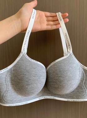 漫画胸飞机场内衣女聚拢小胸平胸专用显大承托防下垂美背字母文胸