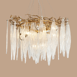 后现代全铜餐厅个性创意圆形美式客厅卧室别墅奢华艺术铜树枝吊灯