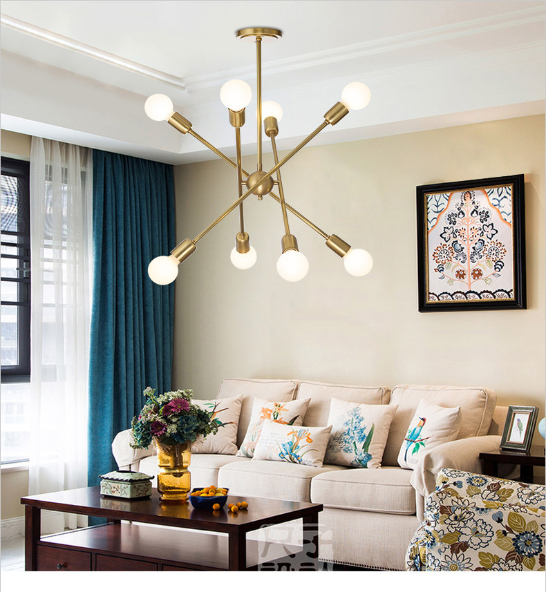 美式全铜现代简约意大利后现代创意餐厅卧室设计师吧台样板房吊灯