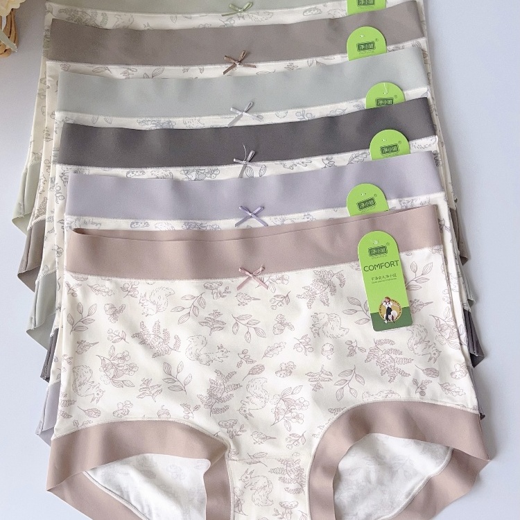 粉岱净小姐中高腰女士莫代尔女裤