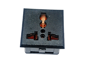 多用电源插座 嵌入式 黑色方形1位3孔插头 801 通用插座 卡入式