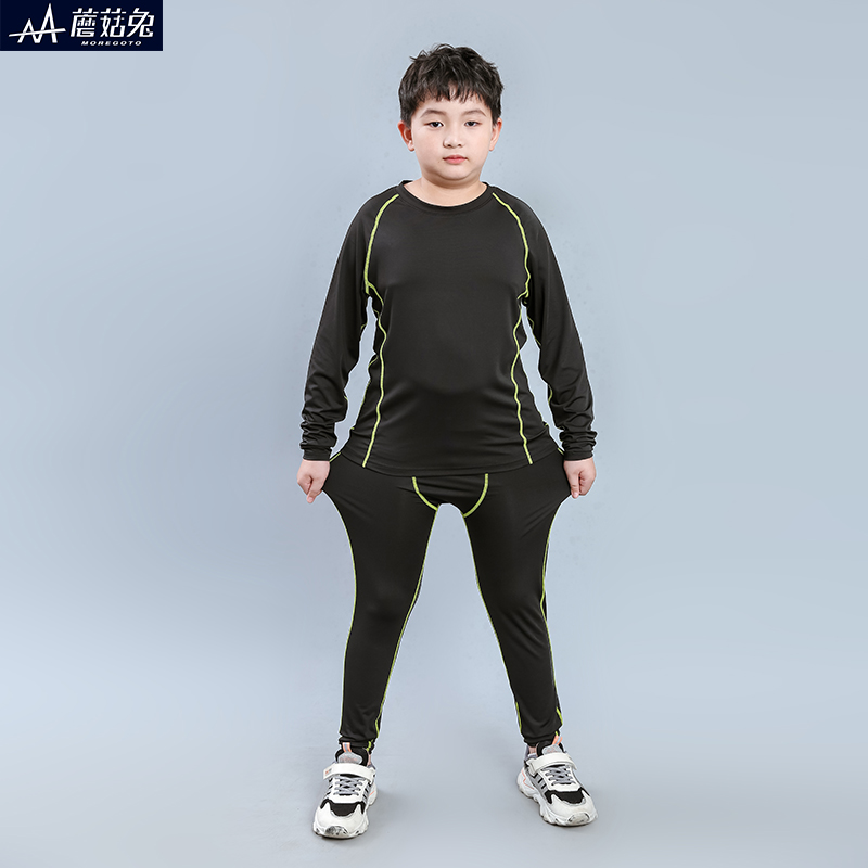 胖童紧身衣男童篮球足球打底运动健身服套装青少年男孩体能训练服