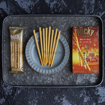 日本glico格力高pocky百奇焦糖盐味涂层饼干棒53.6g*2包 季节限定