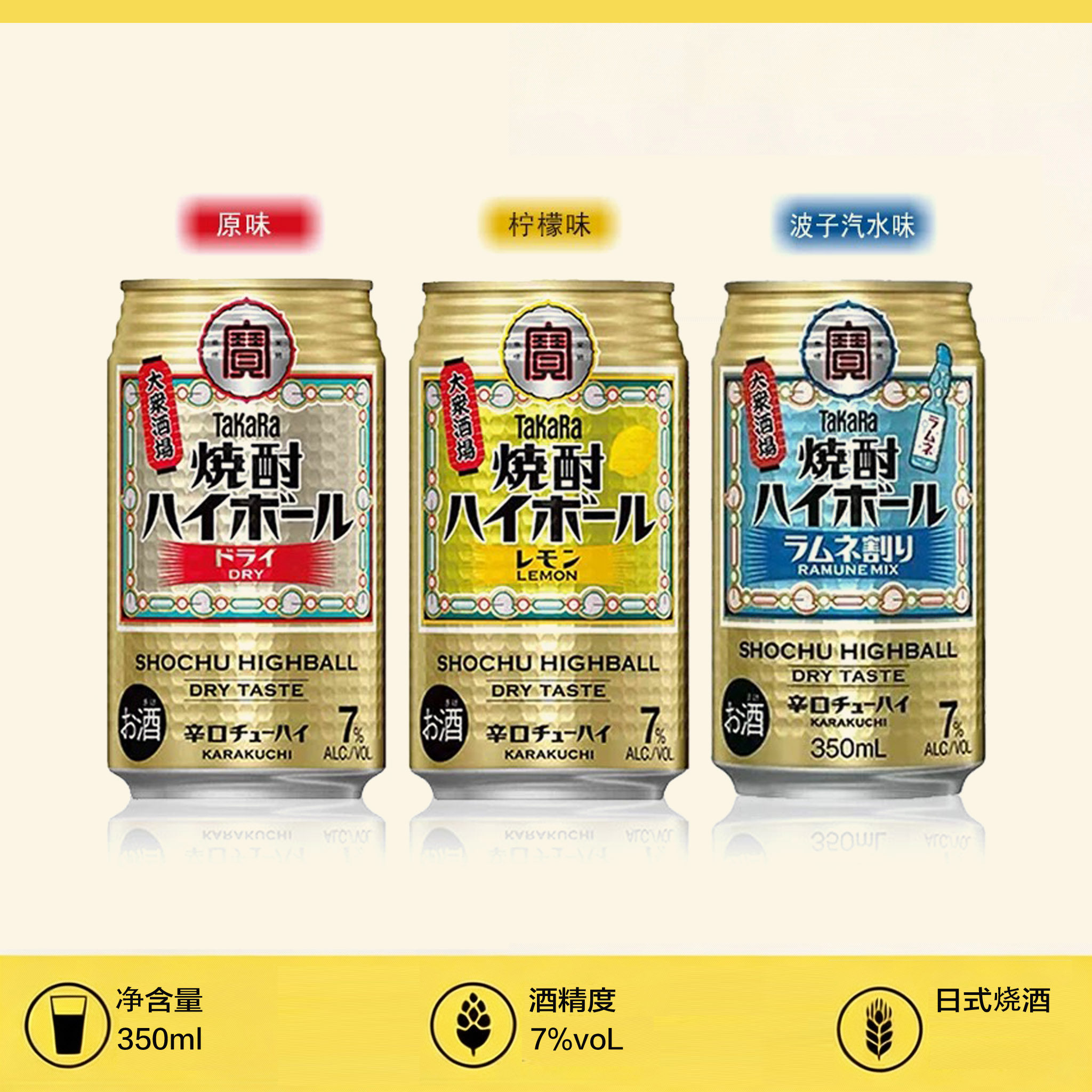 日本宝酒造TaKaRa烧酒柠檬味嗨棒配制酒 原味/柠檬波子汽水鸡尾酒