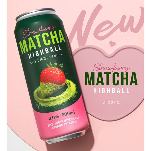 韩国卡布鲁 草莓抹茶风味嗨棒配制酒HighBall波子汽水鸡尾酒500ml