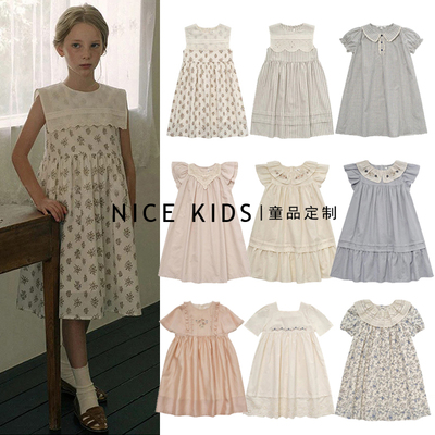 ins爆款26春夏LOU系列纯棉 女童蕾丝翻领可爱公主碎花连衣裙