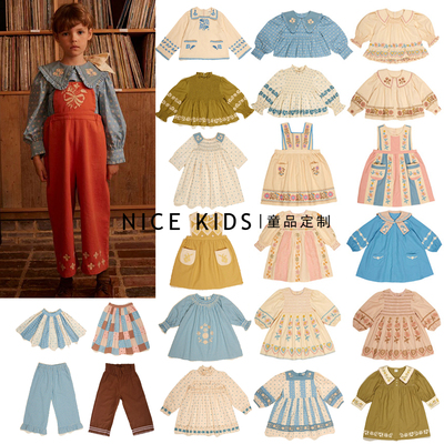 ins爆款25秋冬apo系列 女童复古高定重工打揽刺绣花公主连衣裙