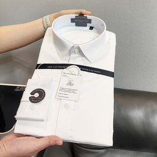 衬衫 休闲品牌男士 外贸衬衣男免烫抗皱长袖 高端140支商务全棉大码