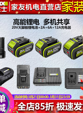 威克士通用锂电原厂2/4/5/6/8.0电池充电器20V伏12V大脚板/插入式