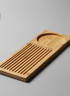 家用竹制功夫茶具长方形干泡小号茶盘储水式托盘茶海台茶托盘茶道