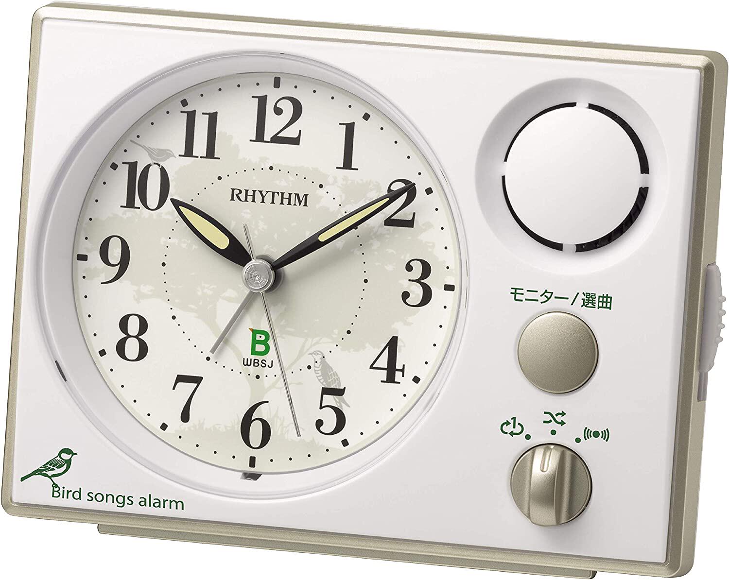 日本量贩 rhythm丽声日本野生鸟类协会联开发时尚闹钟8rm401sr03