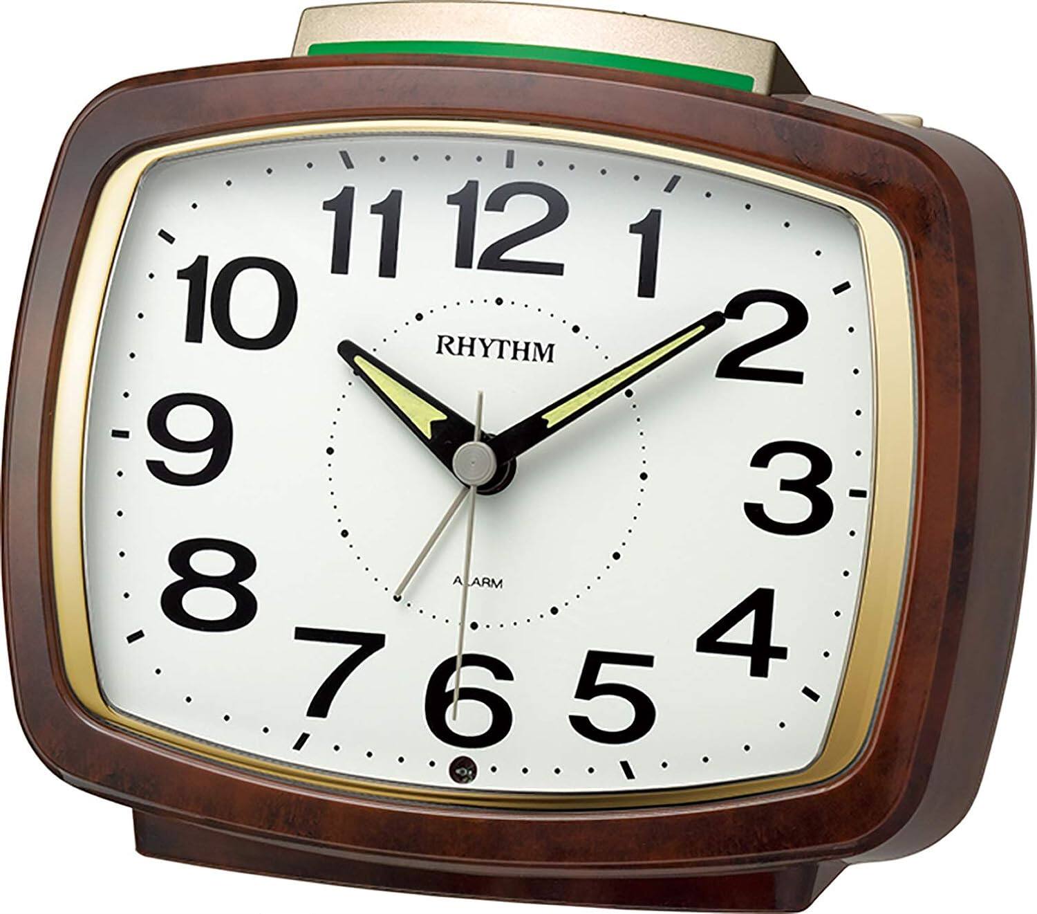 日本量贩 rhythm丽声贪睡功能连续秒针静音简约款闹钟8ra649sr23