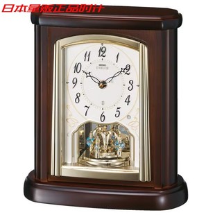 日本量販 SEIKO精工24.9CM木質(zhì)電波自動(dòng)對(duì)時(shí)回旋飾輕奢座鐘HW582B