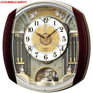 日本量贩 SEIKO精工简约现代轻奢电波音乐客厅创意轻奢挂钟RE564H