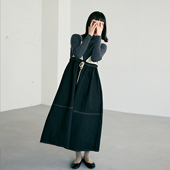 CRISP日系网布拼接吊带裙叠穿明线A字系带大摆连衣裙2026春季 新款