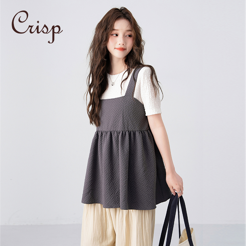 CRISP日系穿搭宽肩吊带上衣外穿