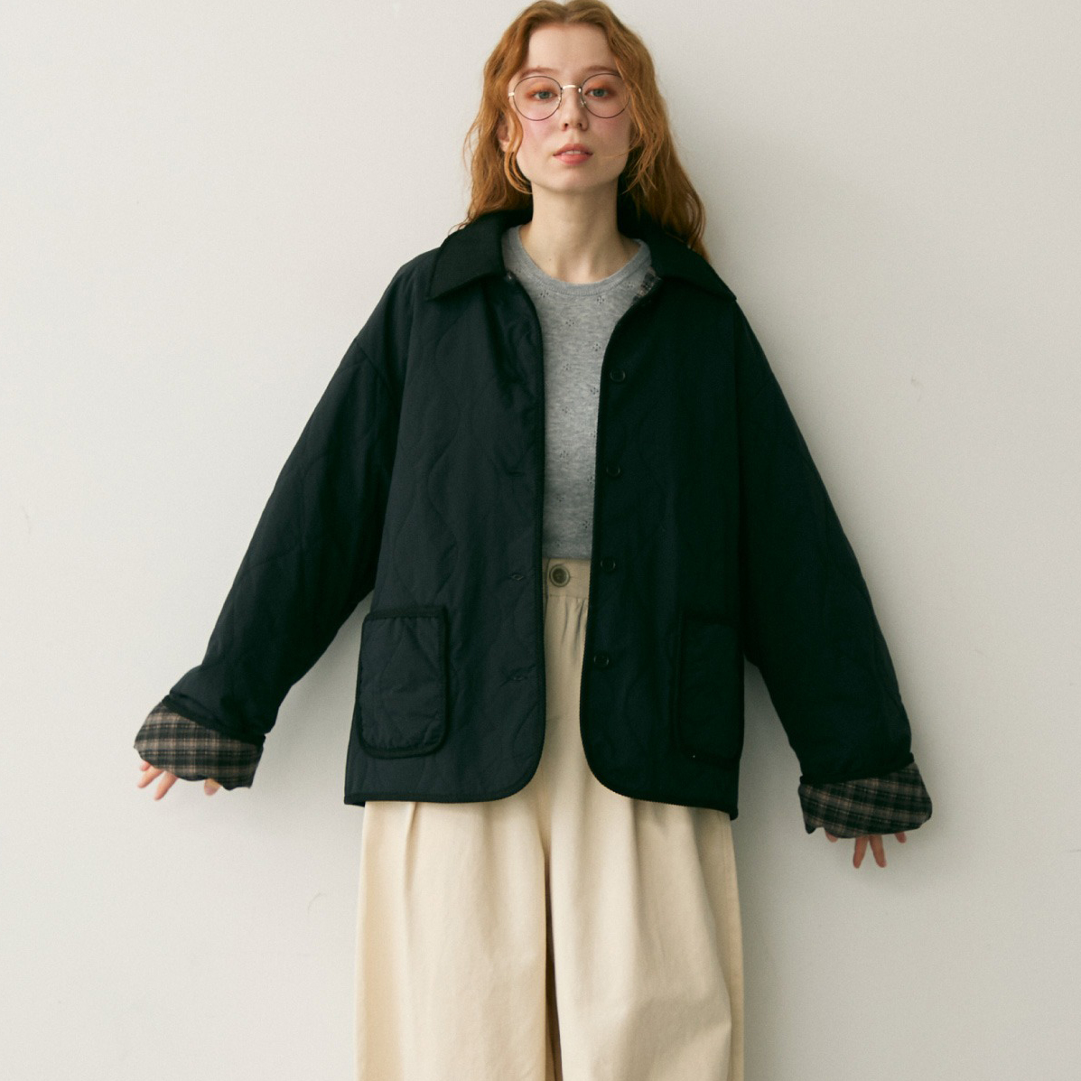 CRISP日系穿搭灯芯绒翻领轻薄棉服女不臃肿夹棉外套2025冬季新款