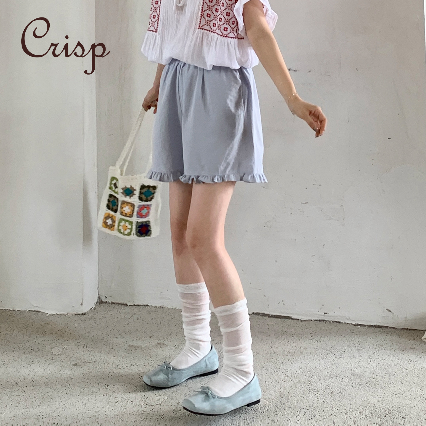CRISP日系木耳边休闲短裤