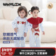 WHYLOOK 婴儿新年连体衣纯棉哈衣爬爬服宝宝衣服外出新款 苹果红色