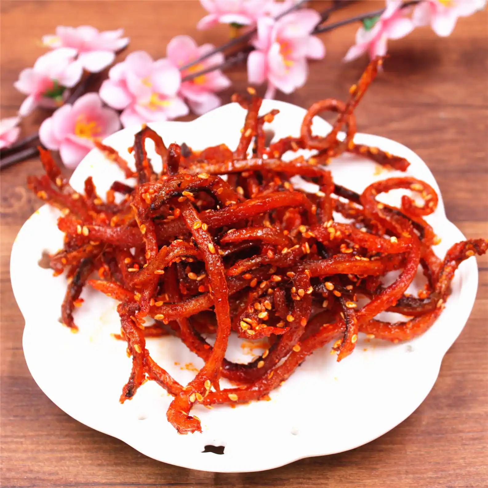 香辣蜜汁芝麻鳗鱼丝青岛发货即食鱼零食休闲健康海鲜干货250g袋装