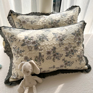 全棉蕾丝花边加厚夹棉隔脏防口水防汗防头油枕套大号50cmx80cm