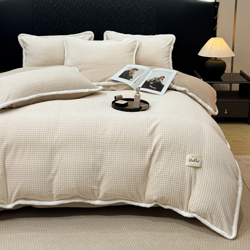 秋冬天牛奶绒180乘200被套四件套