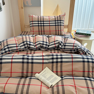 全棉水洗棉1米35床品床笠款三件套大男孩床上四件套男生高级感