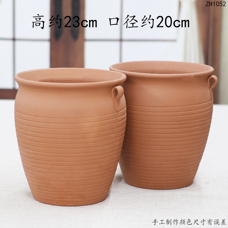 大号无釉素烧红陶土花盆